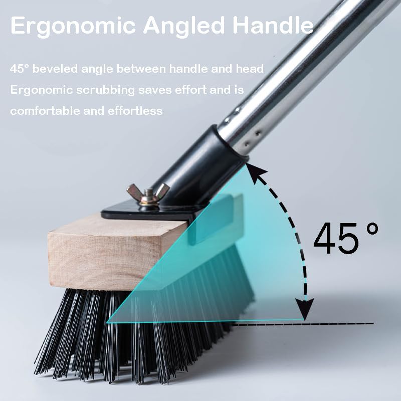 BSMstone Heavy Duty Push Broom Stiff Bristle Broom Brush with Solid Wood Broom Head Indoor Outdoor Floor Scrubber Brushes for Bathroom Bathtub Tile Floor Patio Swimming Pool - Image 4